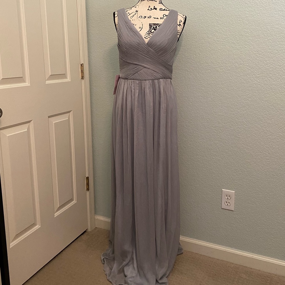 ⭐️ LAST DAY BHLDN Kia Fog Gray Chiffon Bridesmaid gown dress size Medium